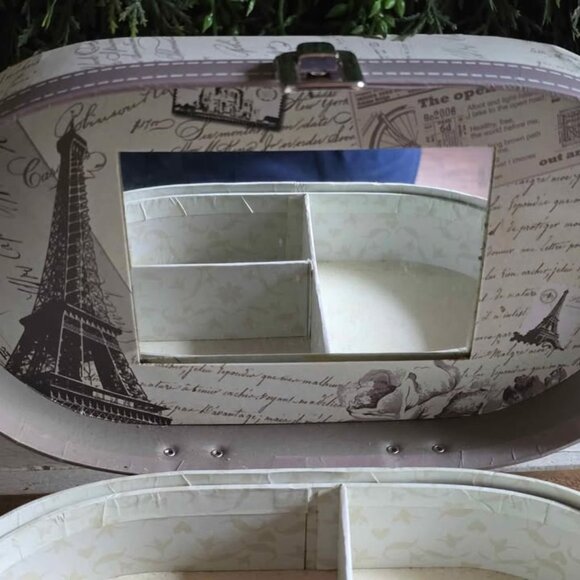 New Jaclyn Smith Paris Print Train Case Travel Cosmetic Box French Eiffel Tower - Picture 10 of 10